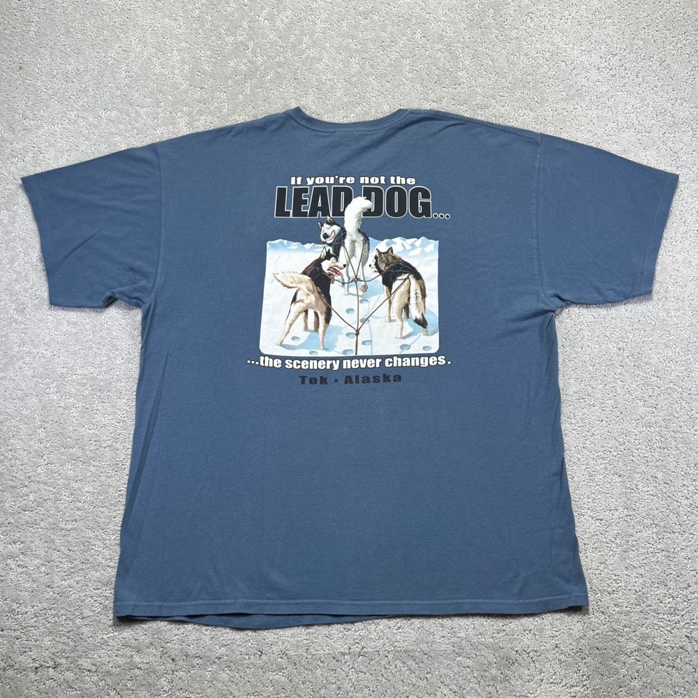 The Duck Co T-Shirt Mens XXL Blue Tok Alaska Lead Dog Funny Humor Graphic Tee‎
